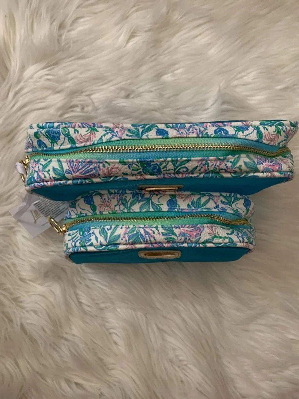 LILLY PULITZER Travel Mesh Pouch Set in Blue/White Multi